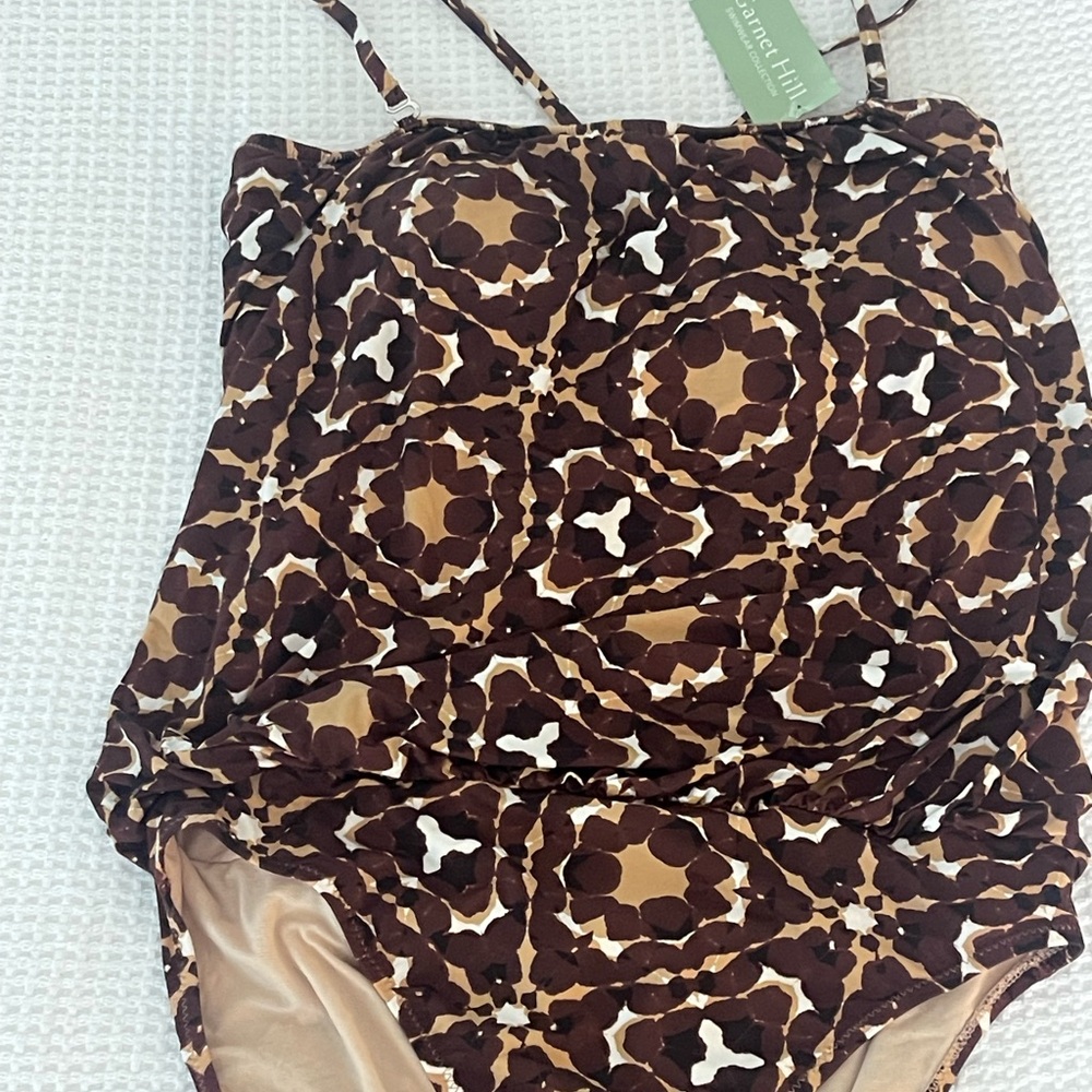 Garnet Hill Brown Patterned Women's One Piece Swimsuit